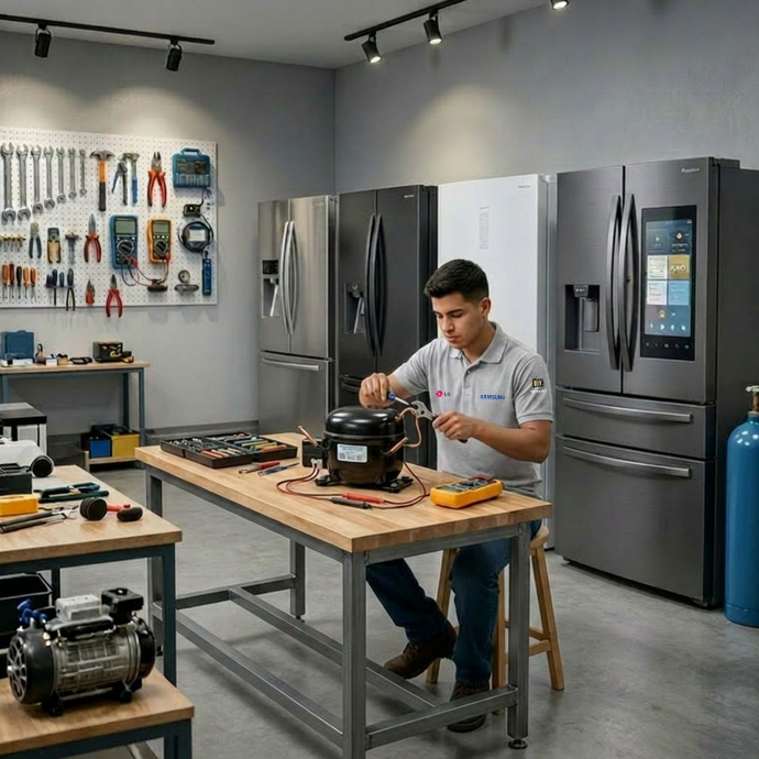 Reparación de refrigeradores en Puebla. Solucionamos problemas de enfriamiento, fugas de gas, compresores y sistemas eléctricos.